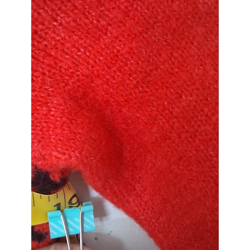 Free Assembly‎ Womens Red Fair Isle Button Front Cardigan Sweater Gold Buttons M